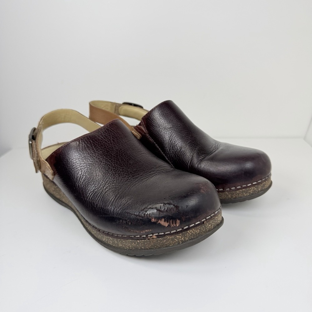 Dansko Merrin Brown Leather Slingback Clogs Women's 39 US 8.5-9 - Picture 7 of 15